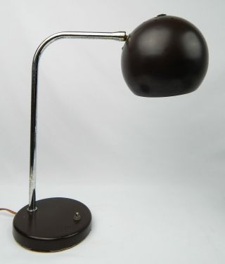 Mid Century Modern Walter Von Nessen Eyeball Table Lamp Brown Needs Switch