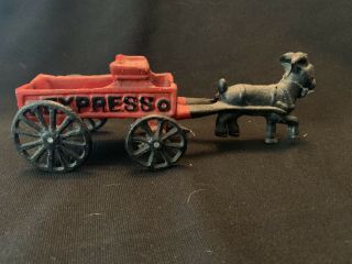 Vintage Cast Iron Express Wagon Cart With Goat Ram Pulling
