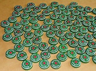 Set Of 100 - Heineken Green Beer Bottle Caps With Red Star Logo