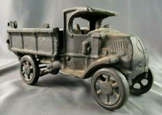 Vintage Large 8 1/2 " Cast Iron Dump Truck Toy