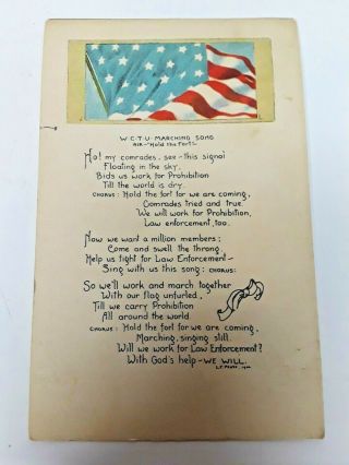 Postcard Patriotic Anti - Alcohol/drinking For Home And Country Prohibition 1900 