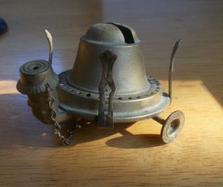 1887 Dated Phoenix Mfg Co Brass Kerosene Lamp Burner With Filler Tube & Cap