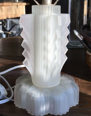 Vintage 1930’s Art Deco Frosted White Glass Budoir Table Lamp Complete