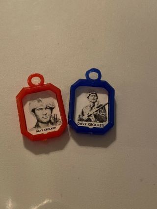 Vintage Davy Crockett Plastic Charms 2 Red And Blue