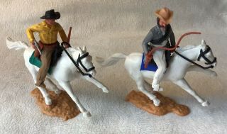 Vintage Timpo,  1970’s,  Wild West Mounted Figures X 2,  54mm Scale Plastic.