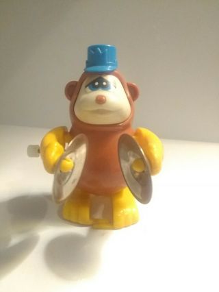 Vintage Tomy Wind Up Walking Monkey With Cymbals 2.  5” Fast