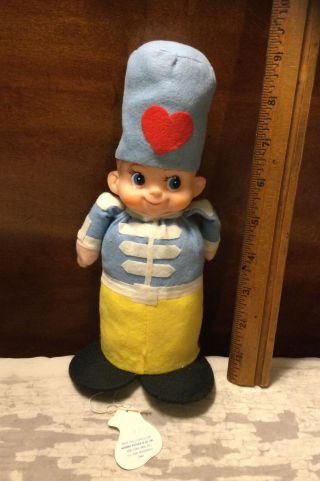 Vintage Herman Pecker & Co.  9” Stuffed Toy Soldier W/original Tag