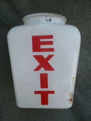 Vintage Glass " Exit " Sign Ceiling Light Shade Or Light Bulb Cover