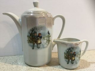 Victorian Antique Porcelain Child’s Teapot And Creamer - Germany