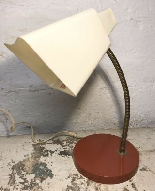 Vtg 1960s Mid Century Modern Plastic Metal Goose Neck Desk Lamp 16”