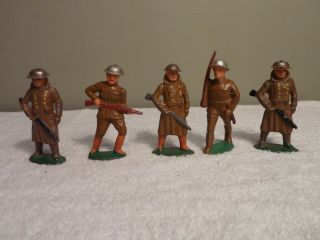 Barclay,  Manoil Lead Figures Military Soldiers Infantry With Guns (5) 1930 