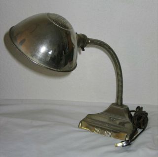 Vintage Antique Chrome / Nickel Gooseneck Desk Lamp - Art Deco / Machine Age