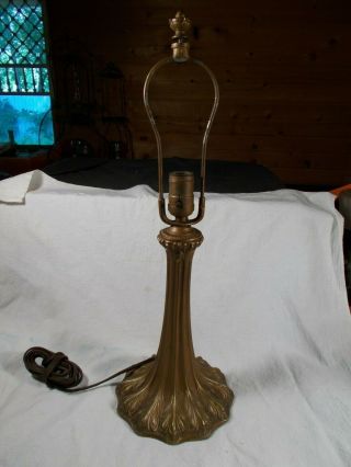 Vintage Push Button Socket Art Nouveau Bronze Patina Electric Table Lamp C1920s