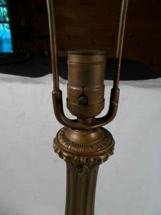 Vintage Push Button Socket Art Nouveau Bronze patina Electric Table Lamp c1920s 3