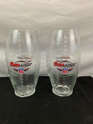 Two (2) Coors Light Beer Football Shaped Textured Pilsner Glass