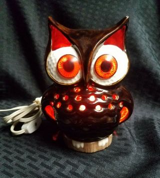 Vintage Ceramic Owl Night Light Lamp 2 Piece -