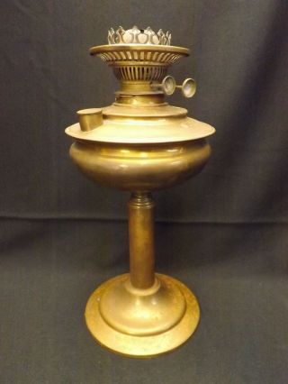 Antique Brass Banquet Gwtw Oil Lamp 15 - 3/4 " Tall Pedestal Lamp Duplex (lp87)
