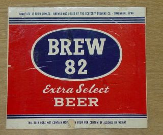 1 Beer Label From Davenport,  Iowa,  Uchtorff Brewing,  Brew 82 Beer,  12 Oz.