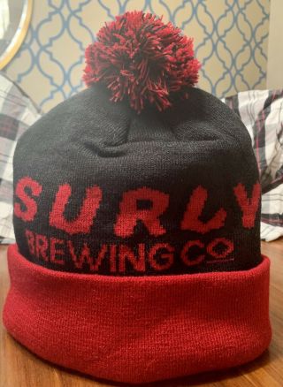 Surly Brewing Co Minneapolis - Winter Hat With Pom - Black/red With Skull