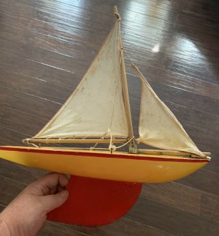 Vtg Birkenhead England Star Yacht Wooden Pond Sail Boat Toy