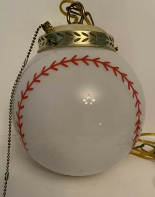 Vintage Hanging Baseball Light/fan Accessory With Pull Chain Apx 10 Inch