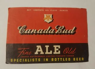 Old Beer Label From Canada/canada Bud Ale,  Toronto Canada