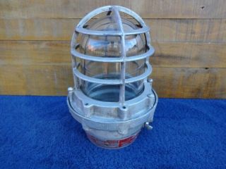 Crouse Hinds Large Caged Explosion Proof Light Fixture Condulet Pyrex Glass Usa