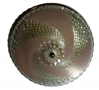 Vintage Art Deco Glass Lampshade Or Ceiling Light Cover Pink Swirl Hobnail