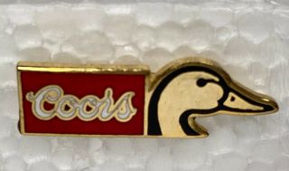 Vintage Coors Ducks Unlimited Red Gold Advertisement Enamel Hat Lapel Pin 1 "