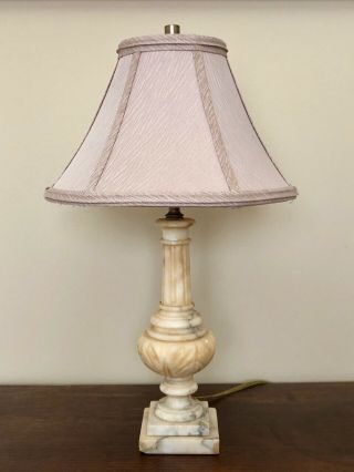 Antique Vintage Marble Alabaster Lamp Carved Neoclassical Column