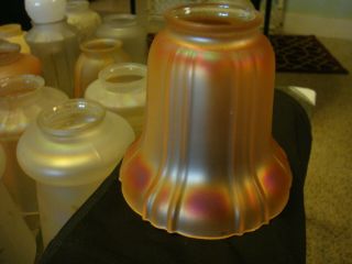 Antique Vtg Lamp Shade Marigold Carnival Glass Chandelier Floor Light