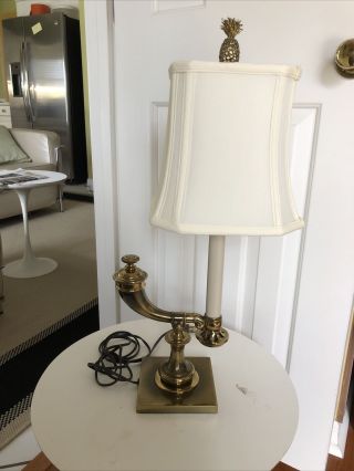 Vintage Antiqued Brass Powder Horn /jeanie Lamp Hollywood Regency Mcm