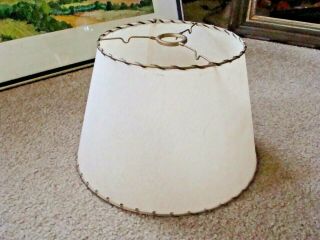 Vintage Lamp Shade Fiberglass Light 1950s Round Mcm Whip - Stitched Parchment
