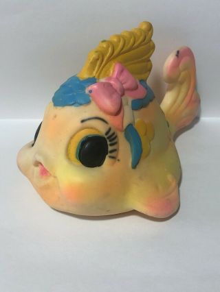Vtg Rare Mexican Rubber Squeaky Fish Pinocchio Cleo Toy Mexico Squeak Toy