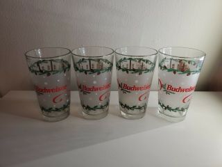 Budweiser Happy Holidays Clydesdale Pint Glasses (set Of 4)