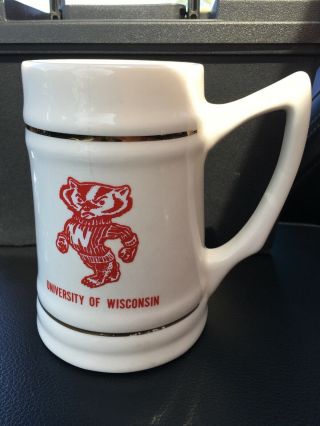 Vintage Style University Of Wisconsin Bucky Badger Beer Stein/mug