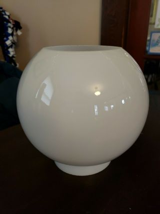 Vintage 7 " Round White Milk Glass Oil Kero Lamp Shade Globe 4 " Fitter Gwtw