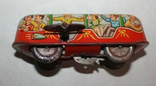 Vintage Tin Wind - Up Toy Western Germany Geared Bottom Car For A Roller Coaster