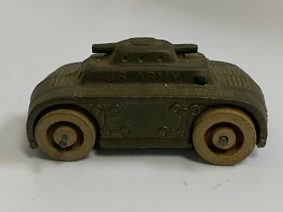 Vintage Ralstoy 107 U.  S.  Army Tank 2 Gun Turret Metal Toy Vehicle Rubber Wheels
