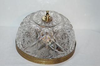 Vintage Cut Glass Ceiling Mounted Light Fixture Stars Pinwheels Architectural