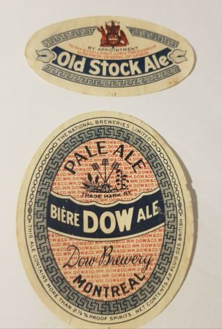 Old Beer Label From Canada,  Biere Dow Ale,  Dow Brewery Montreal