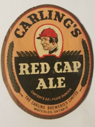 Old Beer Label From Canada/the Carling Breweries Limited,  Waterloo Ontario,  Red