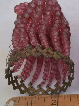Antique Light Bulb Cover Pink Crystal Czech Glass Beads Accordion Closure 3