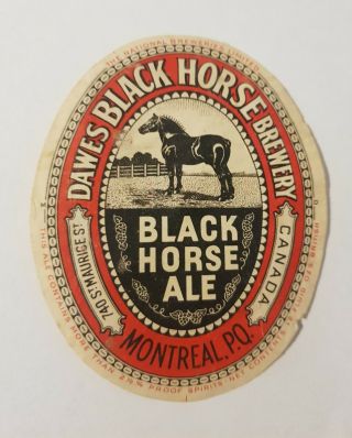 Old Beer Label From Canada,  Dawes Black Horse Brewery,  Montreal