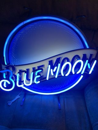 Blue Moon Hanging Neon Bar Sign 18”