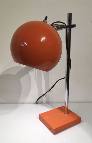Orange Mid Century Ball Table Lamp Vintage Atomic Age