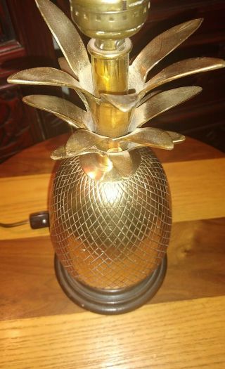 Vintage Retro Brass Pineapple Lamp Table Desk Figural 12 " H 5 " W At Base