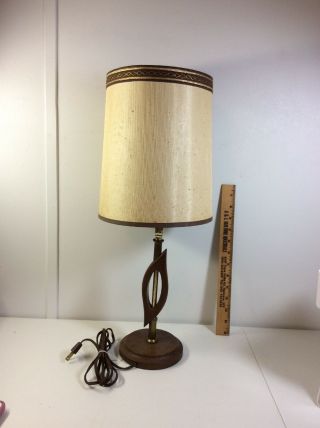 Vintage Mid Century Modern Sculptured Wood Table Lamp