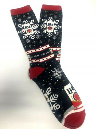 - Miller Lite Ugly Christmas Sweater Socks - Stocking Stuffer