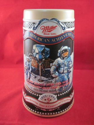 Miller High Life Beer Stein Great American Achievements 5 Man On The Moon 1990